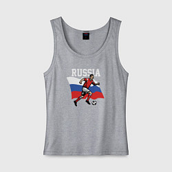 Майка женская хлопок Russia football inscription, цвет: меланж
