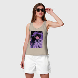 Майка женская хлопок Магическая битва Мэгуми Фусигуро волк, цвет: миндальный — фото 2