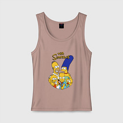 Майка женская хлопок Симпсоны - Барт хулиган, цвет: пыльно-розовый