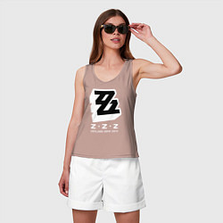 Майка женская хлопок Zenless zone zero лого, цвет: пыльно-розовый — фото 2