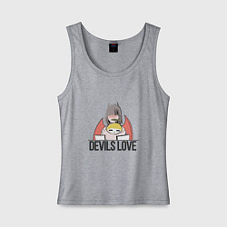 Майка женская хлопок Ангелок и демон, цвет: меланж