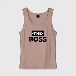 Майка женская хлопок Boss начальник, цвет: пыльно-розовый