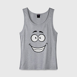 Майка женская хлопок Счастливая улыбка крупно, цвет: меланж