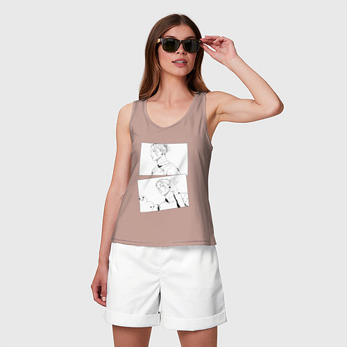 Женская майка Эмоции Сугуру Гето - Магическая битва / Пыльно-розовый – фото 3