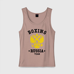 Майка женская хлопок Boxing Russia Team, цвет: пыльно-розовый