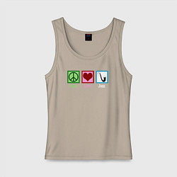 Майка женская хлопок Мир любовь джаз, цвет: миндальный