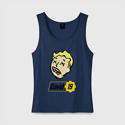 Майка женская хлопок Vault boy - covid 19, цвет: тёмно-синий