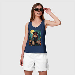 Майка женская хлопок Хэллоуинская ведьма, цвет: тёмно-синий — фото 2