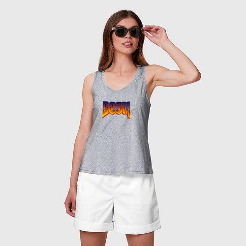 Женская майка Doom logotype / Меланж – фото 3