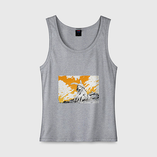 Женская майка Манга на оранжевом фоне / Меланж – фото 1