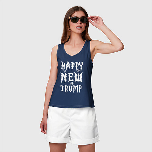 Женская майка Happy new Trump - motto / Тёмно-синий – фото 3