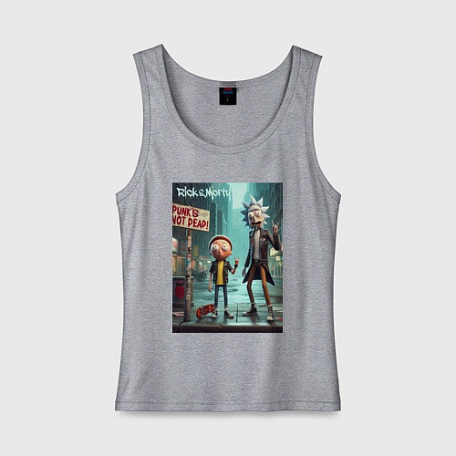 Женская майка Рик и Морти - панк жив / Меланж – фото 1