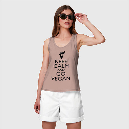 Женская майка Keep Calm & Go Vegan / Пыльно-розовый – фото 3