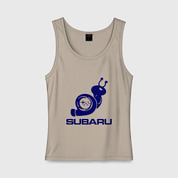 Майка женская хлопок Subaru, цвет: миндальный