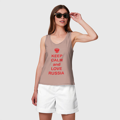 Женская майка Keep Calm & Love Russia / Пыльно-розовый – фото 3
