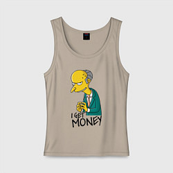 Майка женская хлопок Mr. Burns: I get money, цвет: миндальный