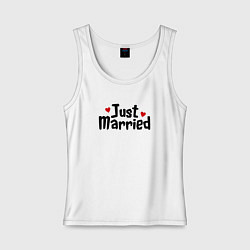 Майка женская хлопок Just Married - Молодожены, цвет: белый