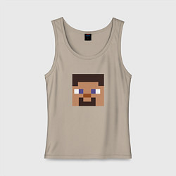 Майка женская хлопок Minecraft: Man Face, цвет: миндальный