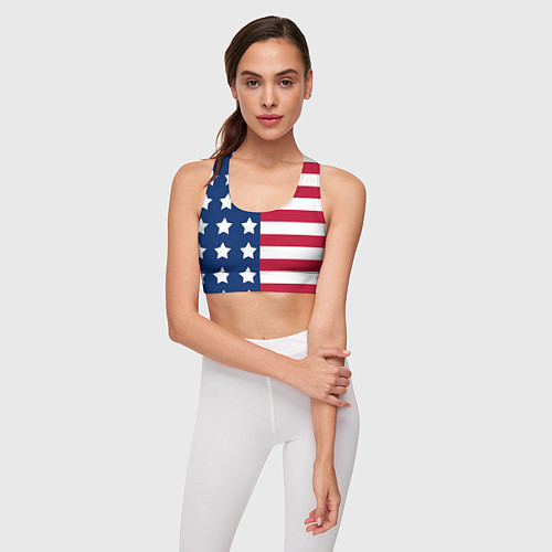 Женский спортивный топ USA Flag / 3D-принт – фото 3
