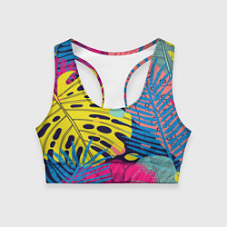 Топик спортивный женский Тропическая мода, цвет: 3D-принт