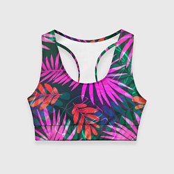 Топик спортивный женский Неоновые тропики, цвет: 3D-принт