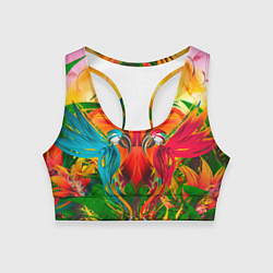 Топик спортивный женский Яркие тропики, цвет: 3D-принт