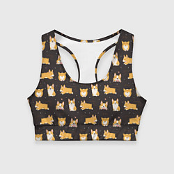 Женский спортивный топ Вельш корги бемброк - забавные щенки паттерн