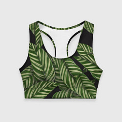 Топик спортивный женский Тропические большие листья, цвет: 3D-принт