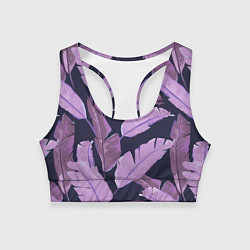Топик спортивный женский Tropical leaves 4 purple, цвет: 3D-принт