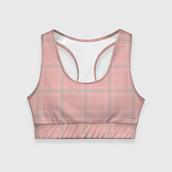 Топик спортивный женский Шотландка Розовая, цвет: 3D-принт