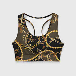 Топик спортивный женский Versace Золотая цепь, цвет: 3D-принт