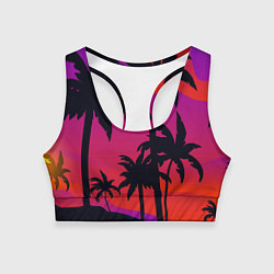 Топик спортивный женский Тропический пляж, цвет: 3D-принт