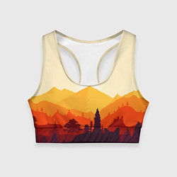 Топик спортивный женский Горы закат пейзаж лиса арт, цвет: 3D-принт