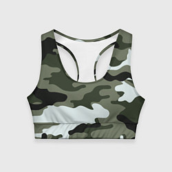 Топик спортивный женский Camouflage 2, цвет: 3D-принт