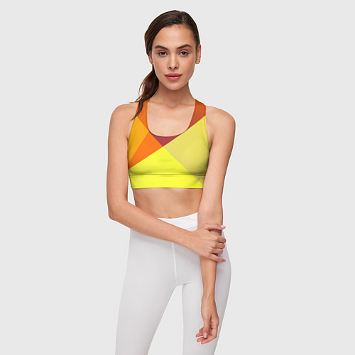 Женский спортивный топ Оранжевые углы / 3D-принт – фото 3