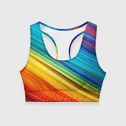 Топик спортивный женский Цветной мех диагональ, цвет: 3D-принт