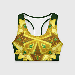 Топик спортивный женский Золотой клевер, цвет: 3D-принт