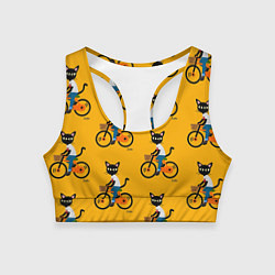 Топик спортивный женский Котики на велосипедах, цвет: 3D-принт