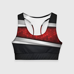 Топик спортивный женский 3D Красные соты металлические, цвет: 3D-принт