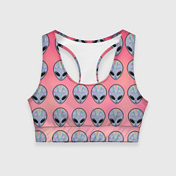Топик спортивный женский Гламурные пришельцы, цвет: 3D-принт