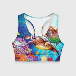 Топик спортивный женский Морские черепахи, цвет: 3D-принт