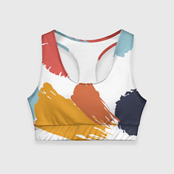 Топик спортивный женский Цветные пятна, мазки кистью, цвет: 3D-принт