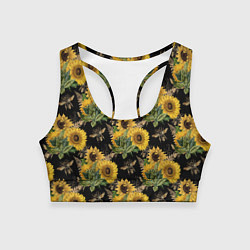 Женский спортивный топ Fashion Sunflowers and bees