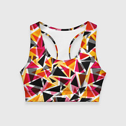 Топик спортивный женский Разноцветные треугольники, цвет: 3D-принт