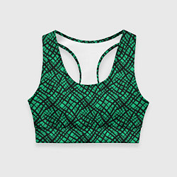 Топик спортивный женский Абстрактный зелено-черный узор, цвет: 3D-принт