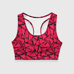 Топик спортивный женский Красно-черный полигональный, цвет: 3D-принт