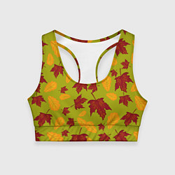 Топик спортивный женский Осенние листья клён и дуб, цвет: 3D-принт