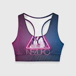 Топик спортивный женский Незуко Камадо в треугольнике, цвет: 3D-принт