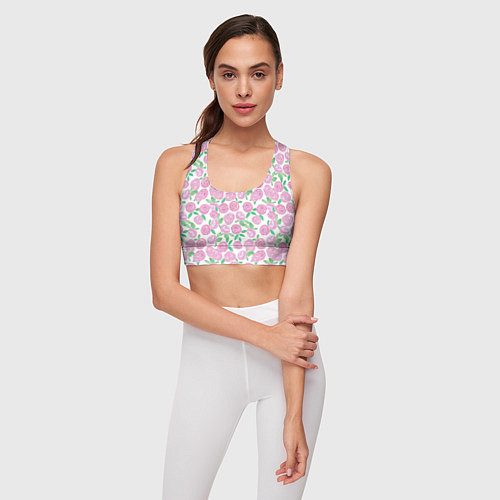 Женский спортивный топ Розовые акварельные розы / 3D-принт – фото 3