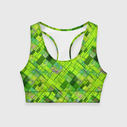 Женский спортивный топ Ярко-зеленый абстрактный узор